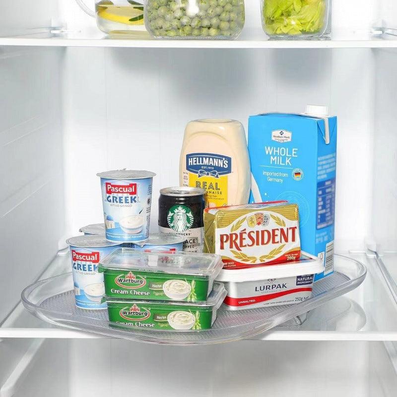 Refrigerator Rotating Tray Heart-shaped Track Transparent Rectangular Refrigerator Storage Tray Dining Tray Kitchen Gadgets - Trendha