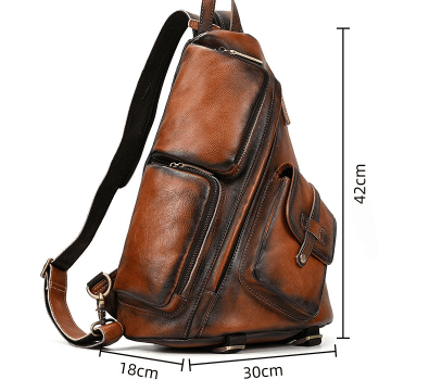 Retro Chest Bag High-grade Large Capacity Vegetable Tanned Leather - Trendha
