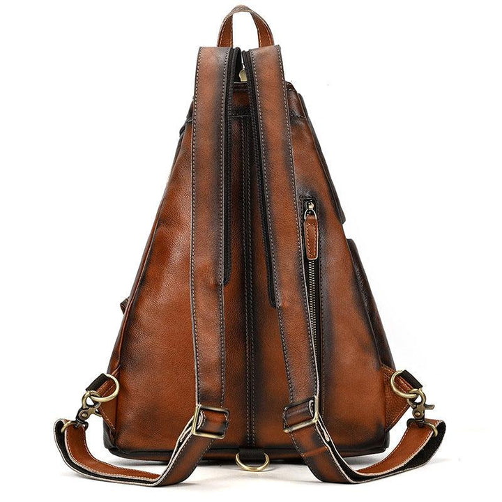 Retro Chest Bag High-grade Large Capacity Vegetable Tanned Leather - Trendha