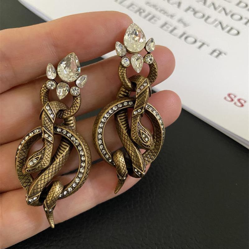 Retro Earrings Exaggerate The Temperament Of Court Snake Print - Trendha