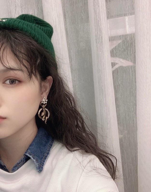 Retro Earrings Exaggerate The Temperament Of Court Snake Print - Trendha