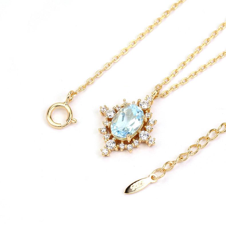 Retro Natural Sky Blue Necklace - Trendha