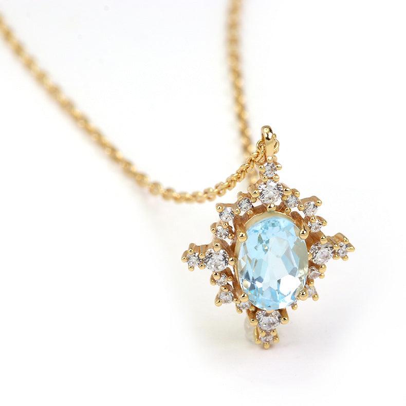 Retro Natural Sky Blue Necklace - Trendha