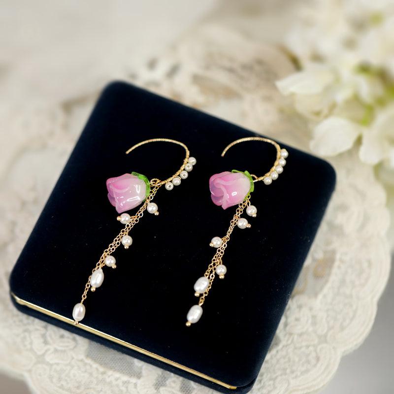 Rose Versatile Earrings Tassel High End Feeling - Trendha
