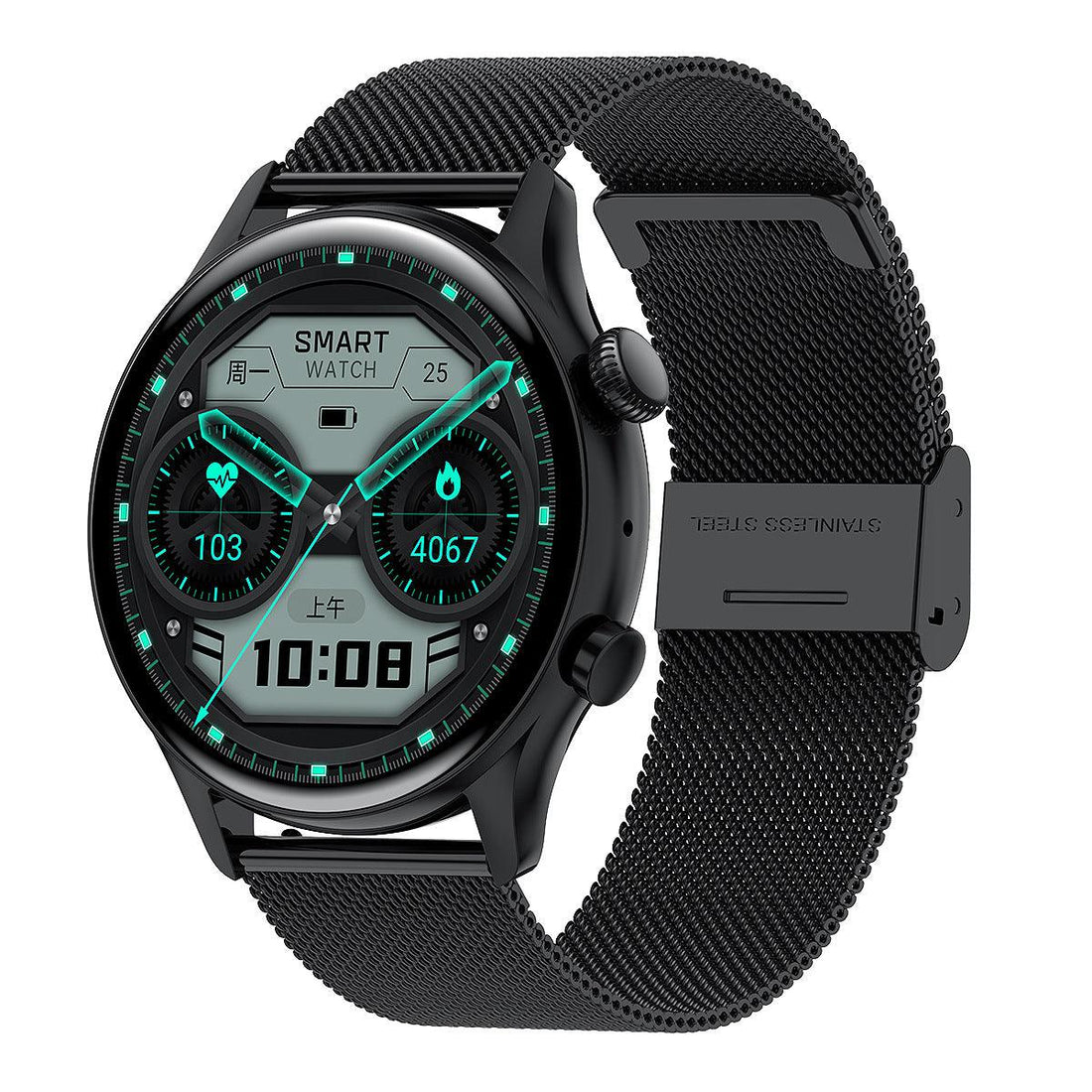 Round Dial True Waterproof NFC Screen Heart Rate Watch