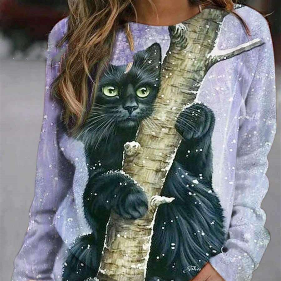 Round Neck Pattern Print Long Sleeve Jumper For Women - Trendha