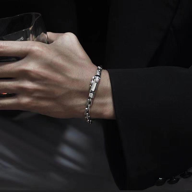 S925 Pure Silver Bolt Bracelet Interlocking Retro - Trendha