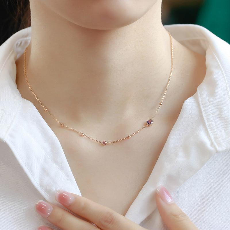 Silver Crystal-Set Necklace