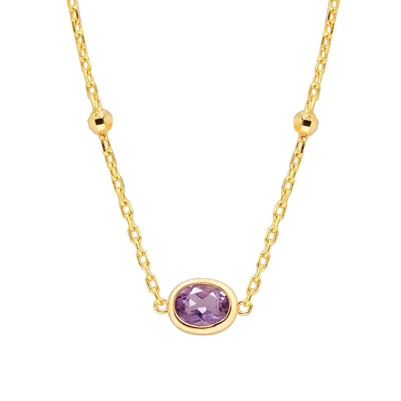 S925 Silver Amethyst Powder Tourmaline Necklace Simple Style - Trendha