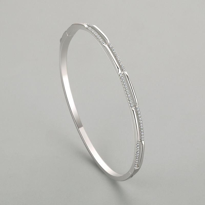 925 Silver Double-Line Open Bracelet