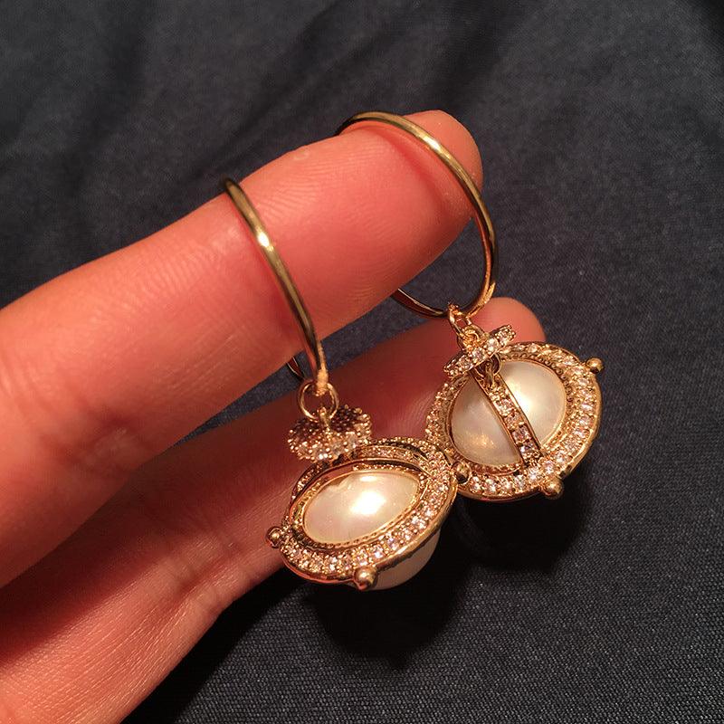 S925 Silver Pin Women's Planet Pearl Earrings - Trendha