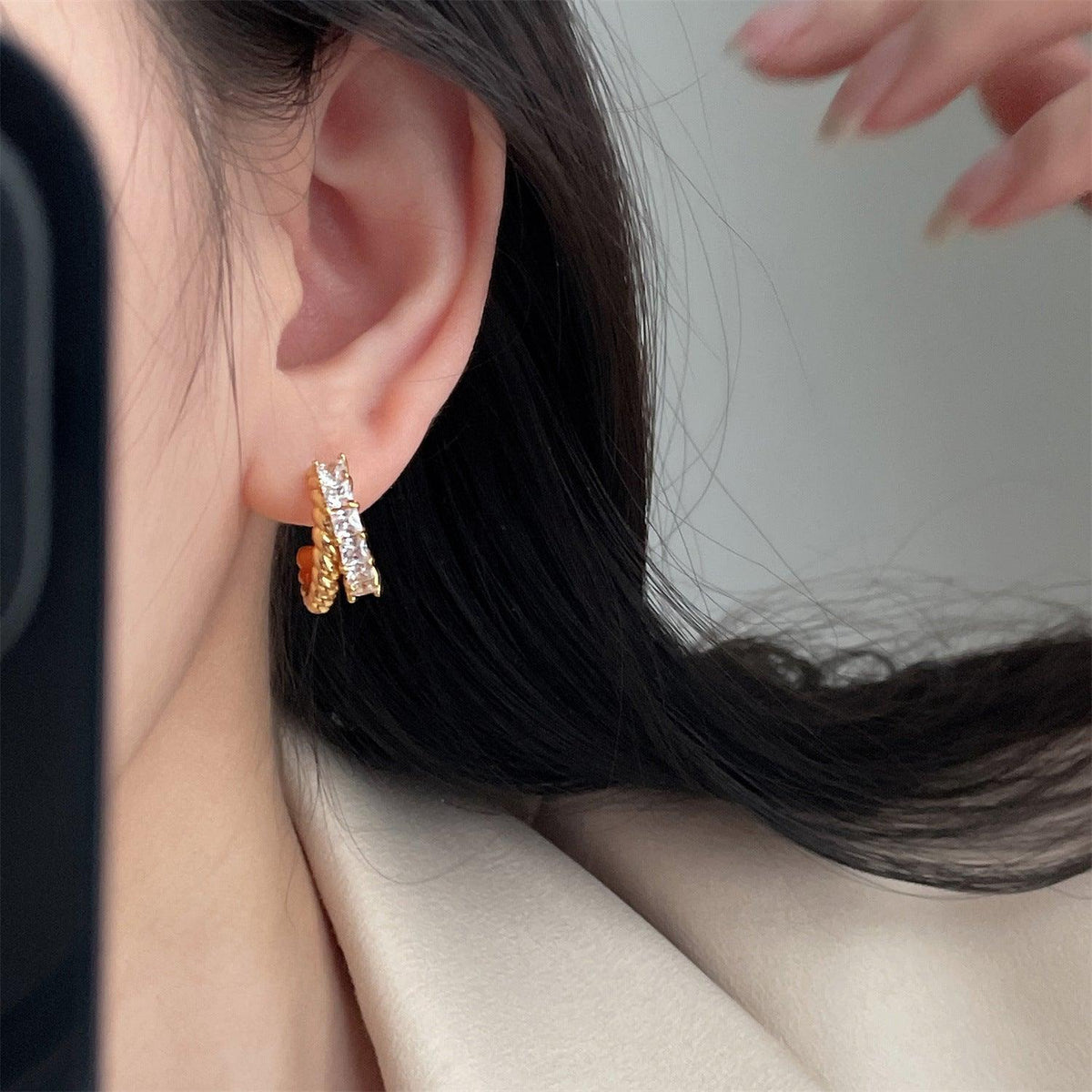 S925 Silver Zircon Twist Earrings - Trendha