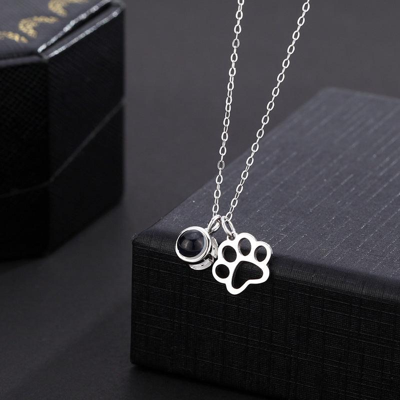 S925 Sterling Silver 100 Languages I Love Your Projection Claw Necklace - Trendha