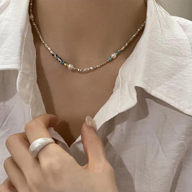 S925 Sterling Silver Broken Necklace Korean Style - Trendha