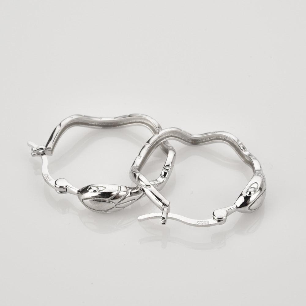 S925 Sterling Silver Large Ring Snake Earrings - Trendha