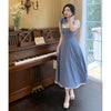 Color: Apricot Blue Suspender Skirt