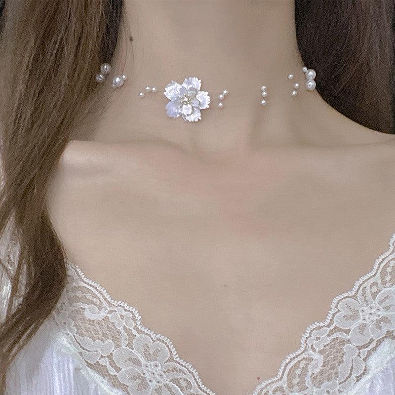 Shell Flower Pearl Clavicle Chain Female - Trendha
