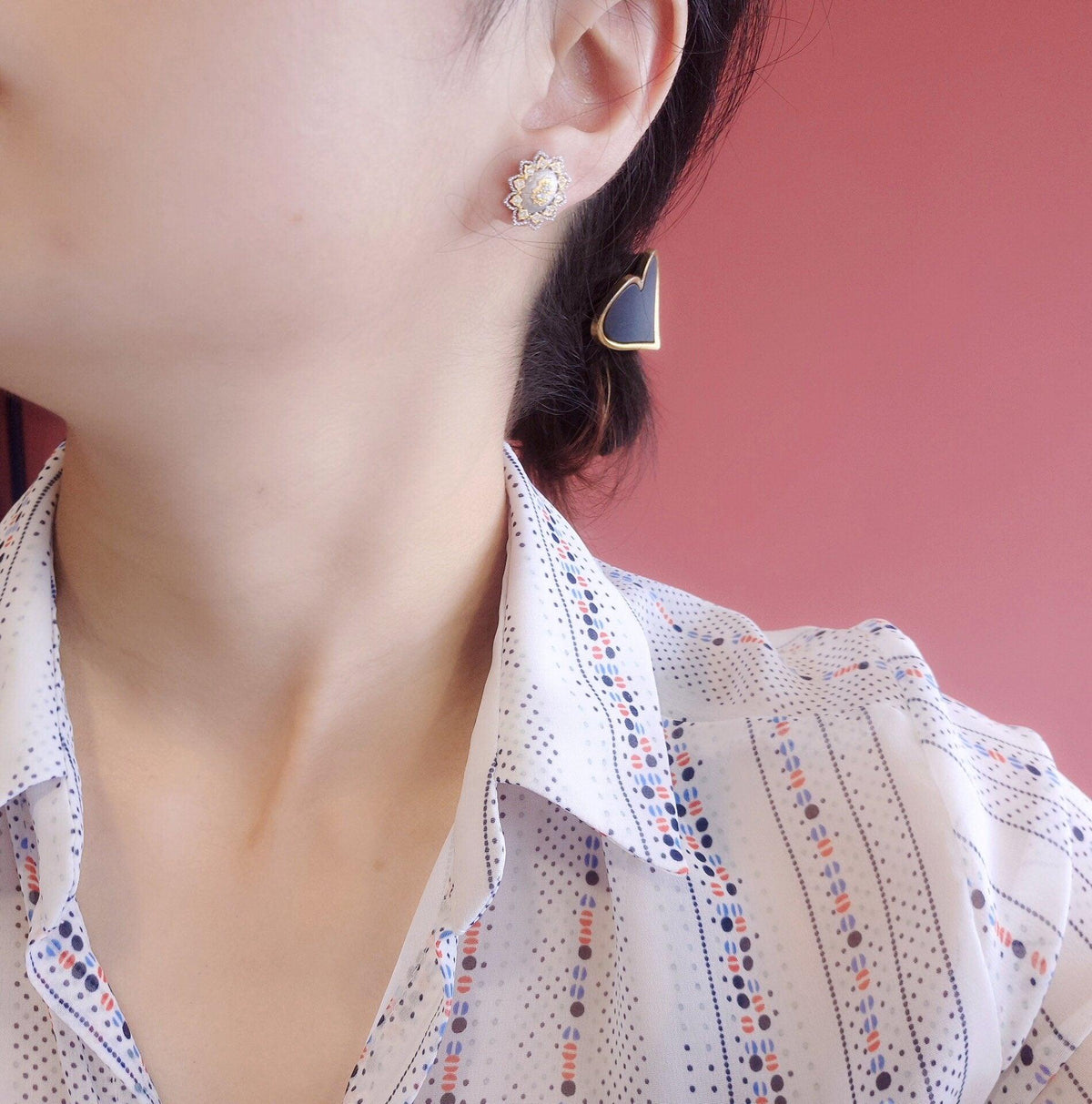 Silver And Gold Plated Snowflake Split Colour Earrings - Trendha