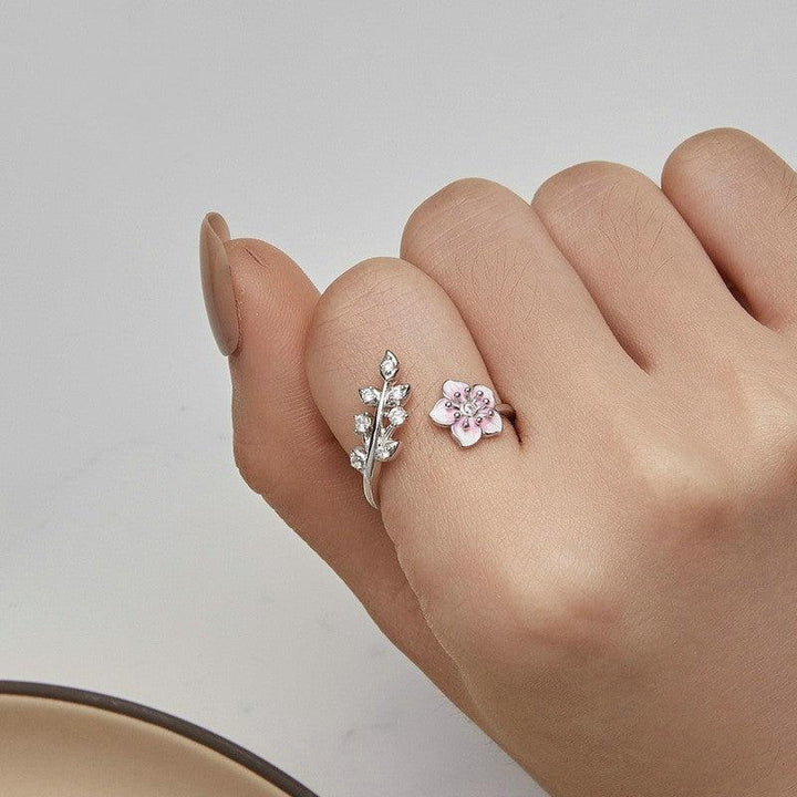 Silver Charm Gradual Pink Flower Ring - Trendha