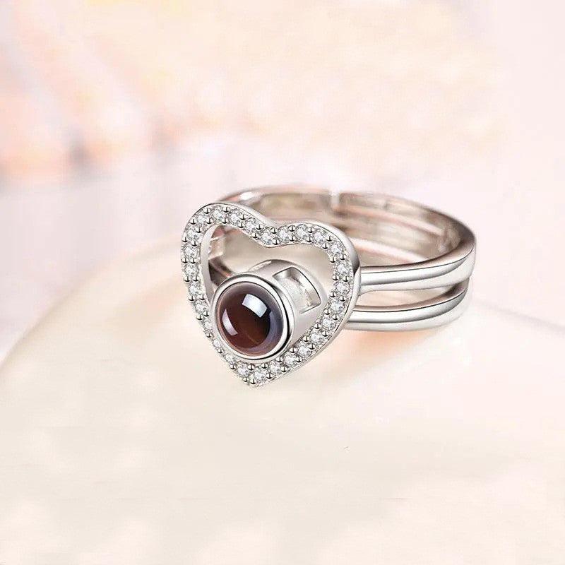 Silver Custom Heart Projection Photo Ring - Trendha