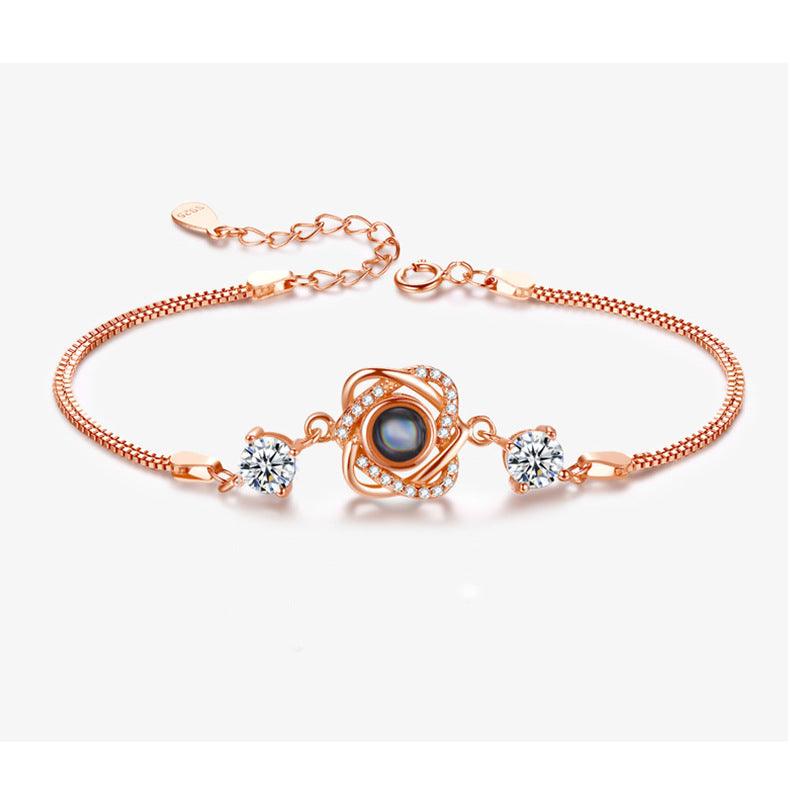 Silver Double Heart Projection Bracelet Ladies Simple - Trendha