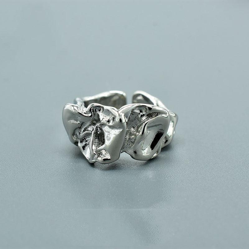 Silver Foil Paper Irregular Girls' Opening Ring - Trendha