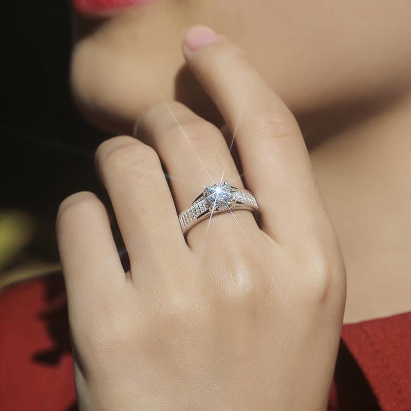 Silver Mosonite Ring Star Moon Story Women's - Trendha