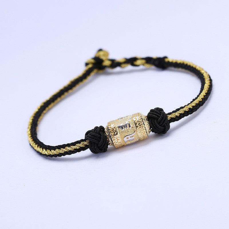 Silver Six Character True Words Twisted Warp Barrel Knitted Bracelet - Trendha