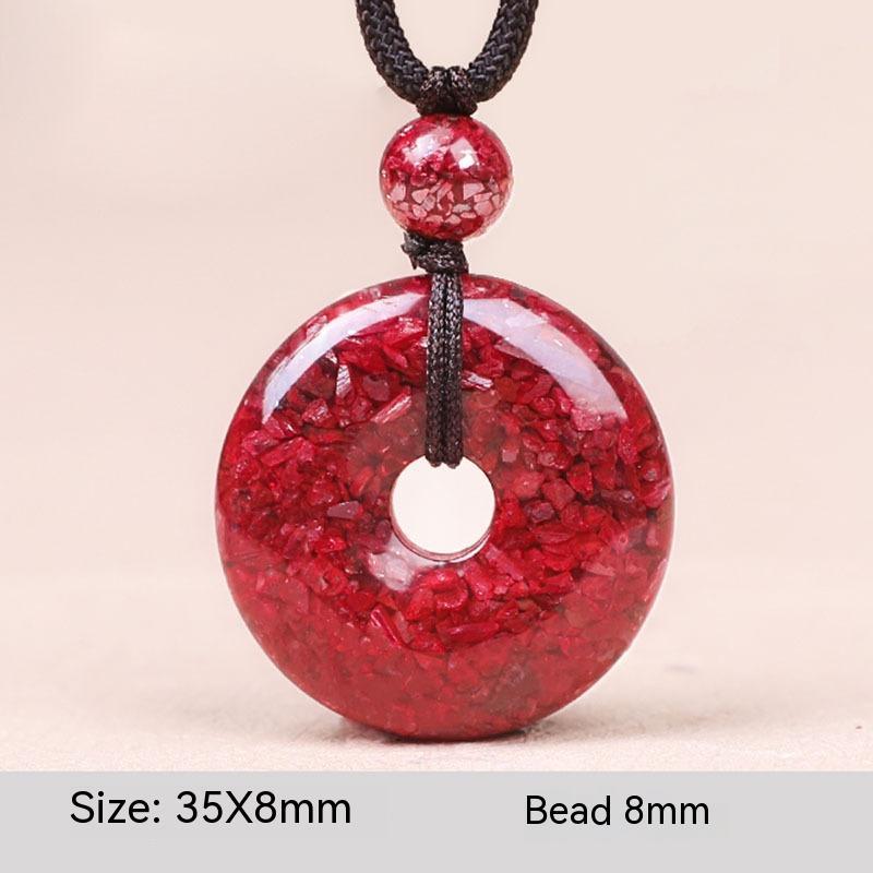 Simple Cinnabar Charm Rough Stone Button Necklace - Trendha