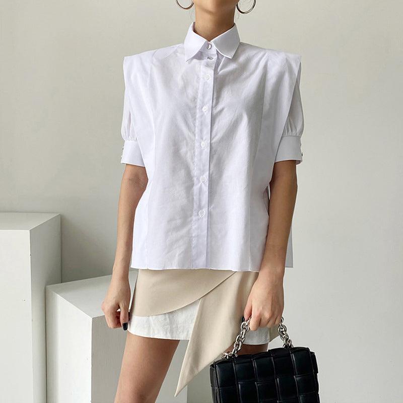 White Button-Front Shirt or Irregular-Hem Skirt
