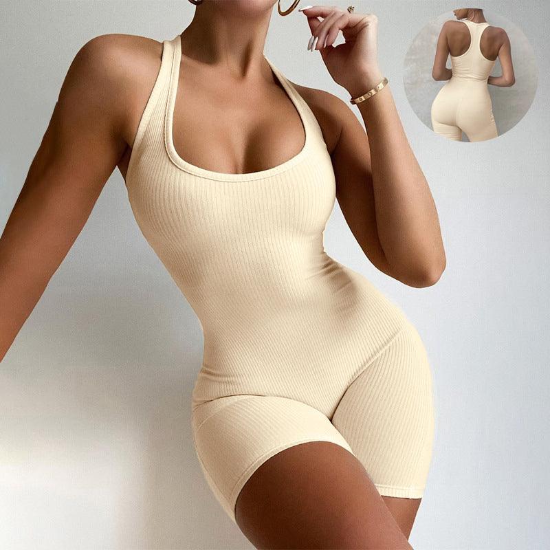 Sleeveless Ribbed Racerback Short Romper
