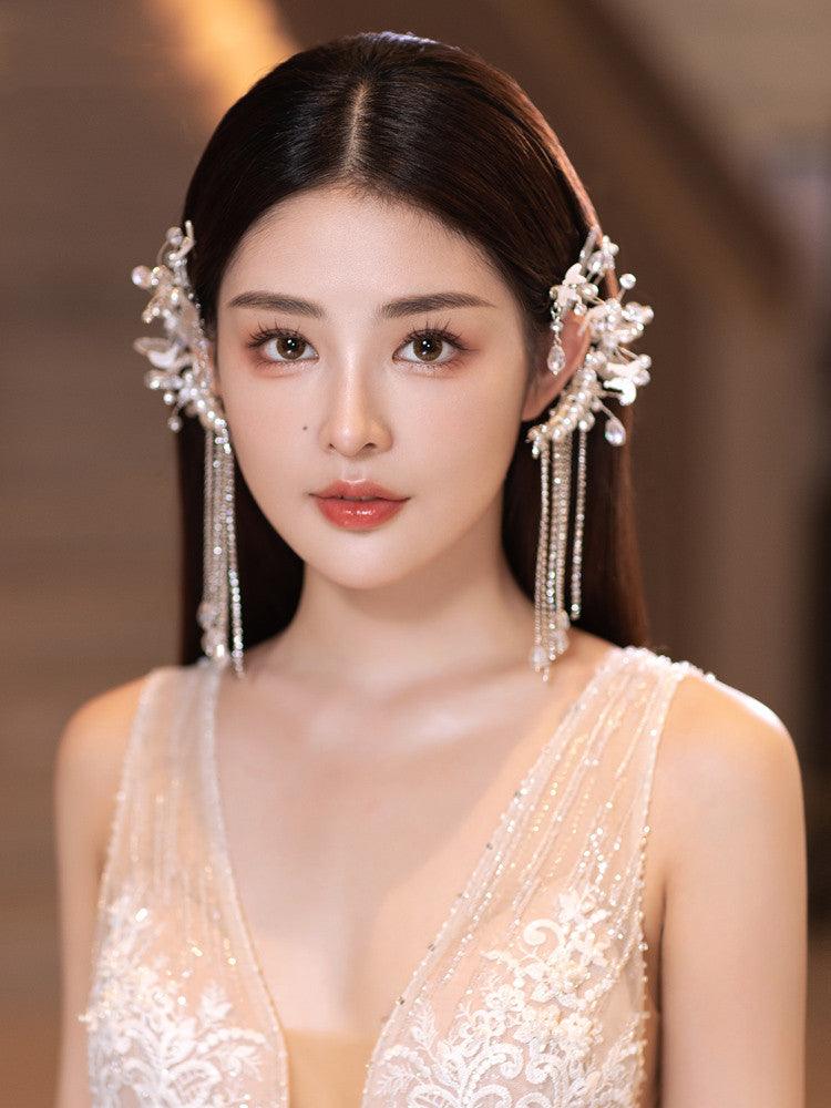 Small Flower Crystal Tassel Ear Loop - Trendha