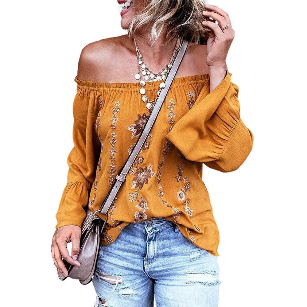 Spring And Autumn Floral Flounce Fashion Shirt - Trendha