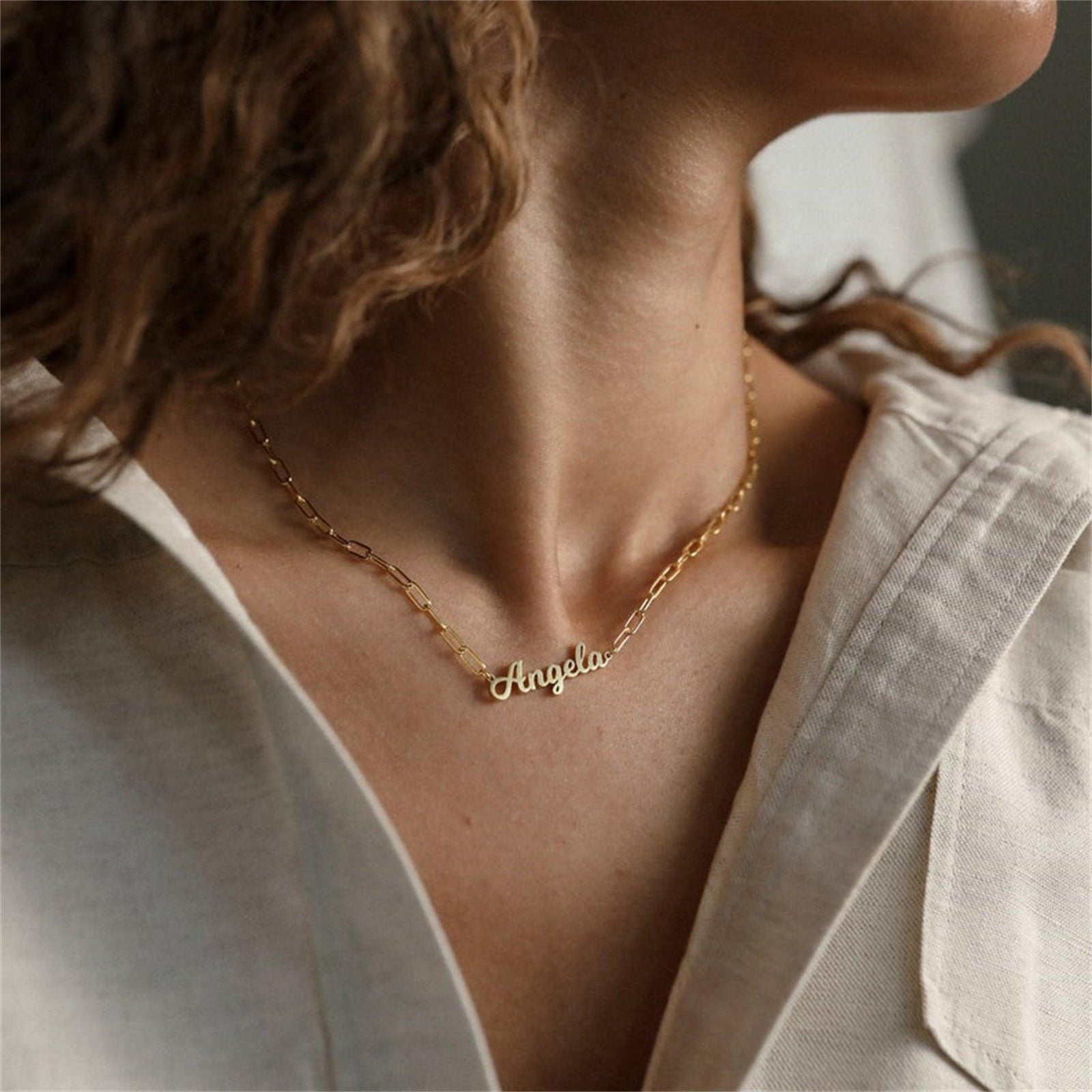 Stainless Steel Name Letter Clavicle Chain - Trendha