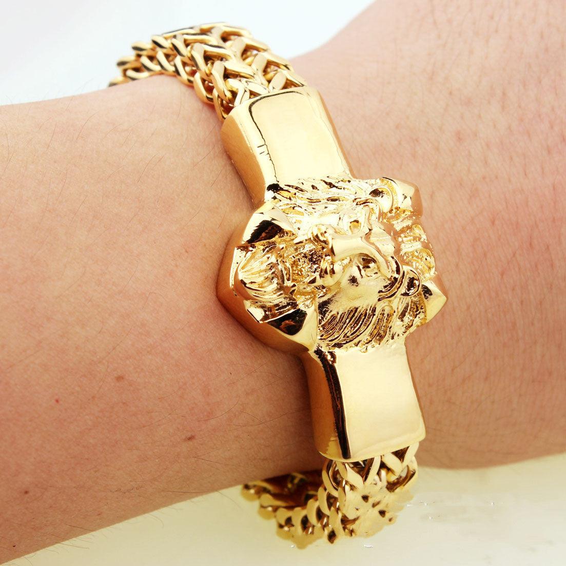 Stainless Steel Titanium Personality Twist Lion Head Bracelet - Trendha
