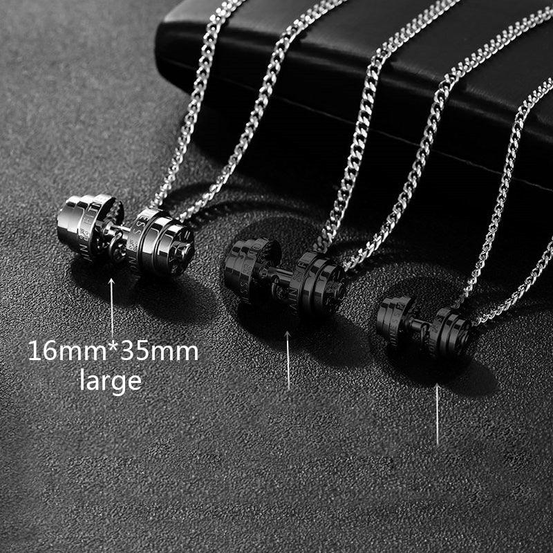 Stainless Steel Weights Gym Barbell Necklace Men - Trendha