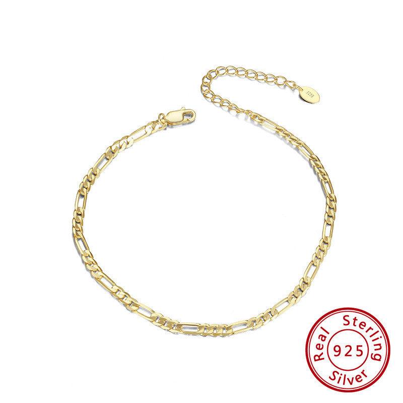 Sterling Silver Anklet Car Flower Chain - Trendha