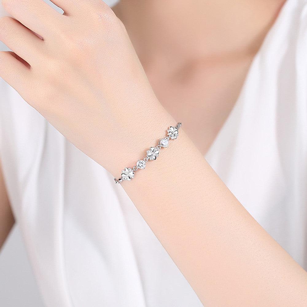 Sterling Silver Bracelet Female Fashion Clover Simple - Trendha