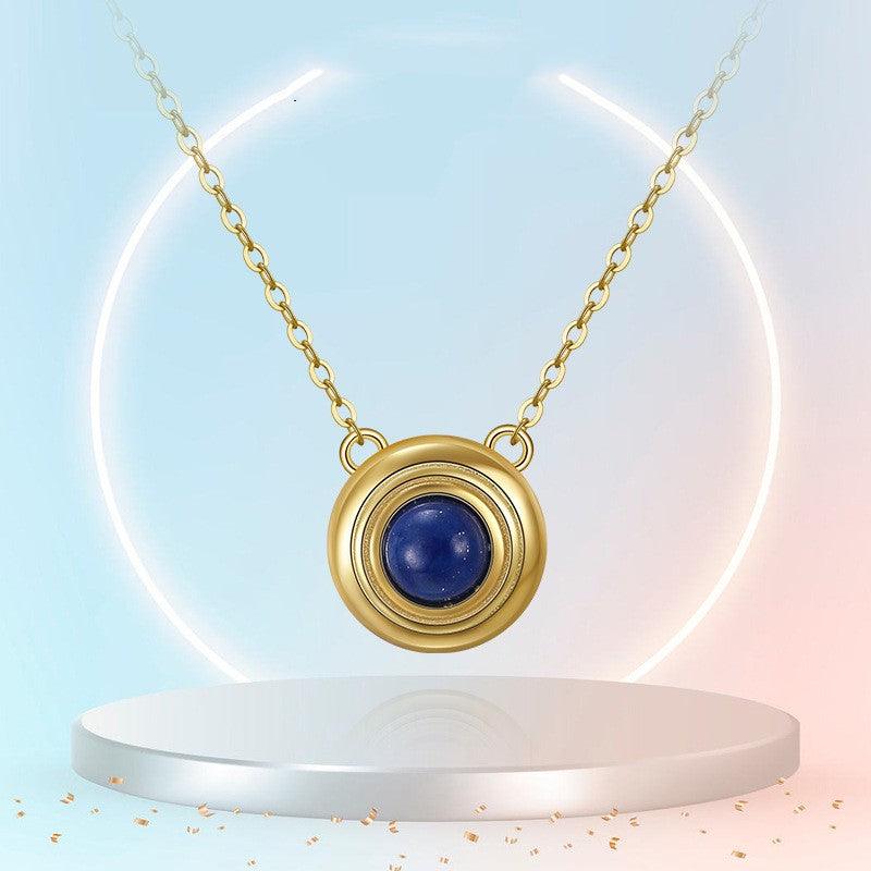 Sterling Silver Earrings Natural Lapis Lazarus 14K Gold Round Inlaid - Trendha