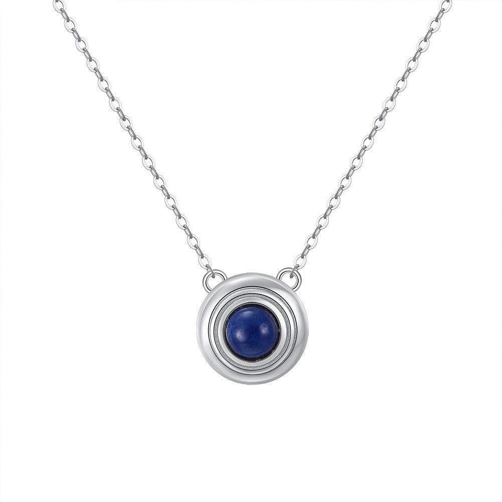 Sterling Silver Earrings Natural Lapis Lazarus 14K Gold Round Inlaid - Trendha
