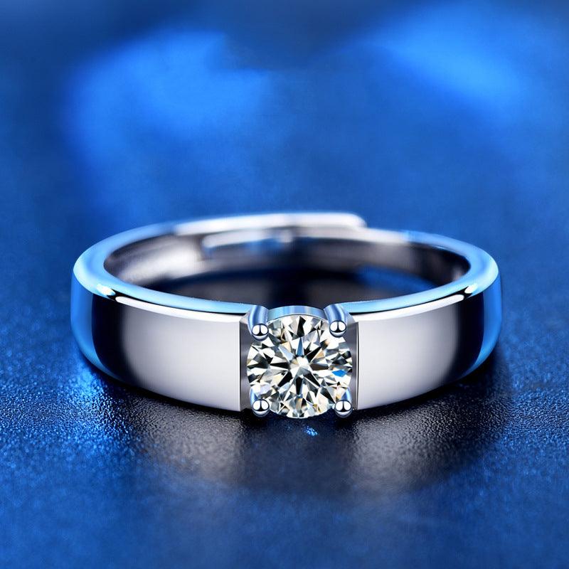 Sterling Silver Men's Platinum Mosan Ring - Trendha