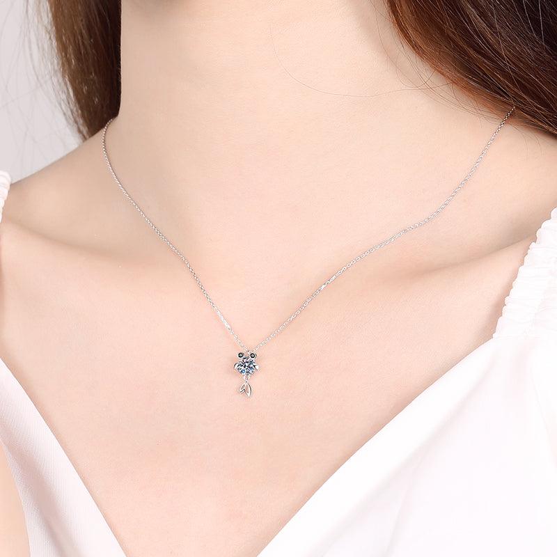 Sterling Silver Mosang Diamond Fish Necklace - Trendha
