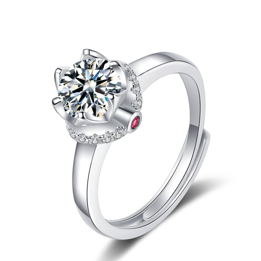 Sterling Silver Mosanne Diamond Ring - Trendha