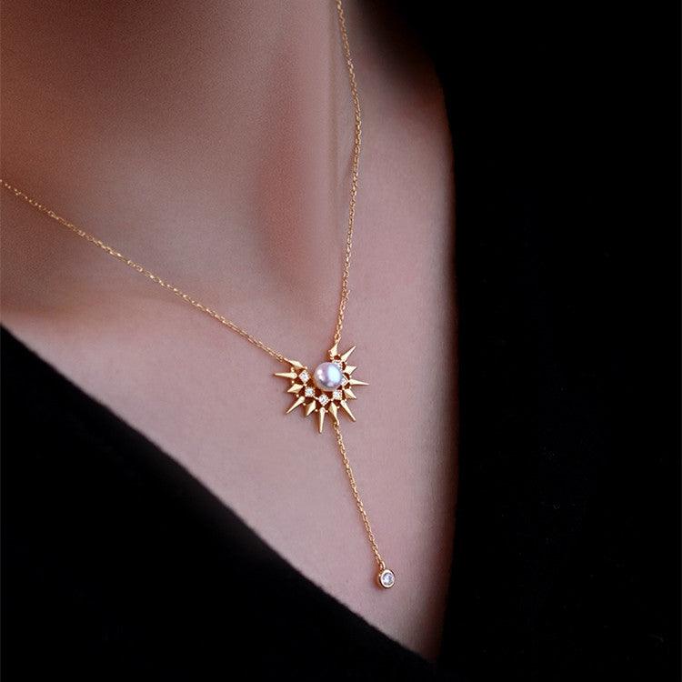 Sterling Silver Natural Freshwater Pearl Necklace - Trendha