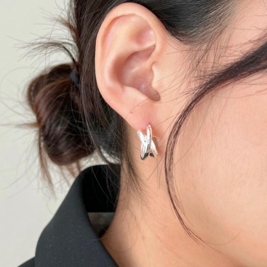 Sterling Silver Simple Knotted Earrings Statement - Trendha