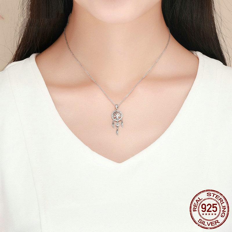 Sterling Silver Tree Of Life Dreamcatcher Fashion Necklace - Trendha