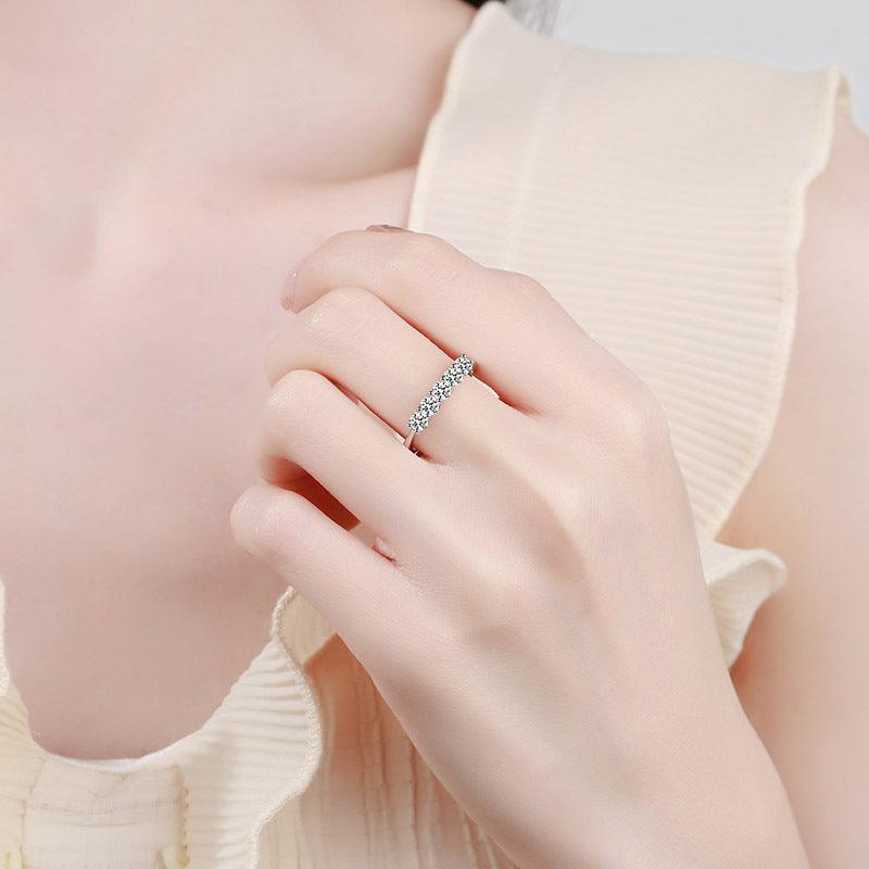 Sterling Silver Geometric Moissanite Ring