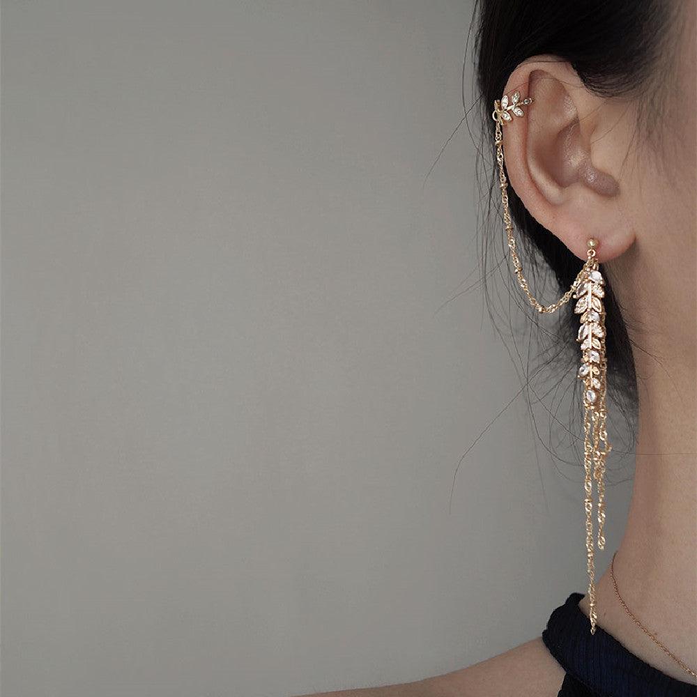 Stylish Gold Tassel Stud Earrings - Trendha