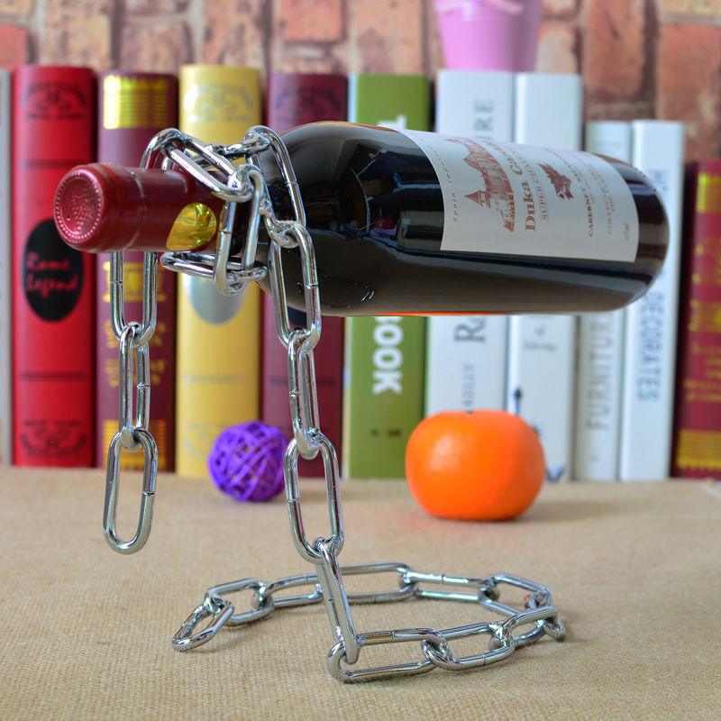 Suspended Wrought Iron Chain Red Wine Shelf Wine Bottle Decoration European Style - Trendha