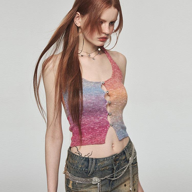 Sweet Cool Colorful Holiday Halter Backless Sling - Trendha